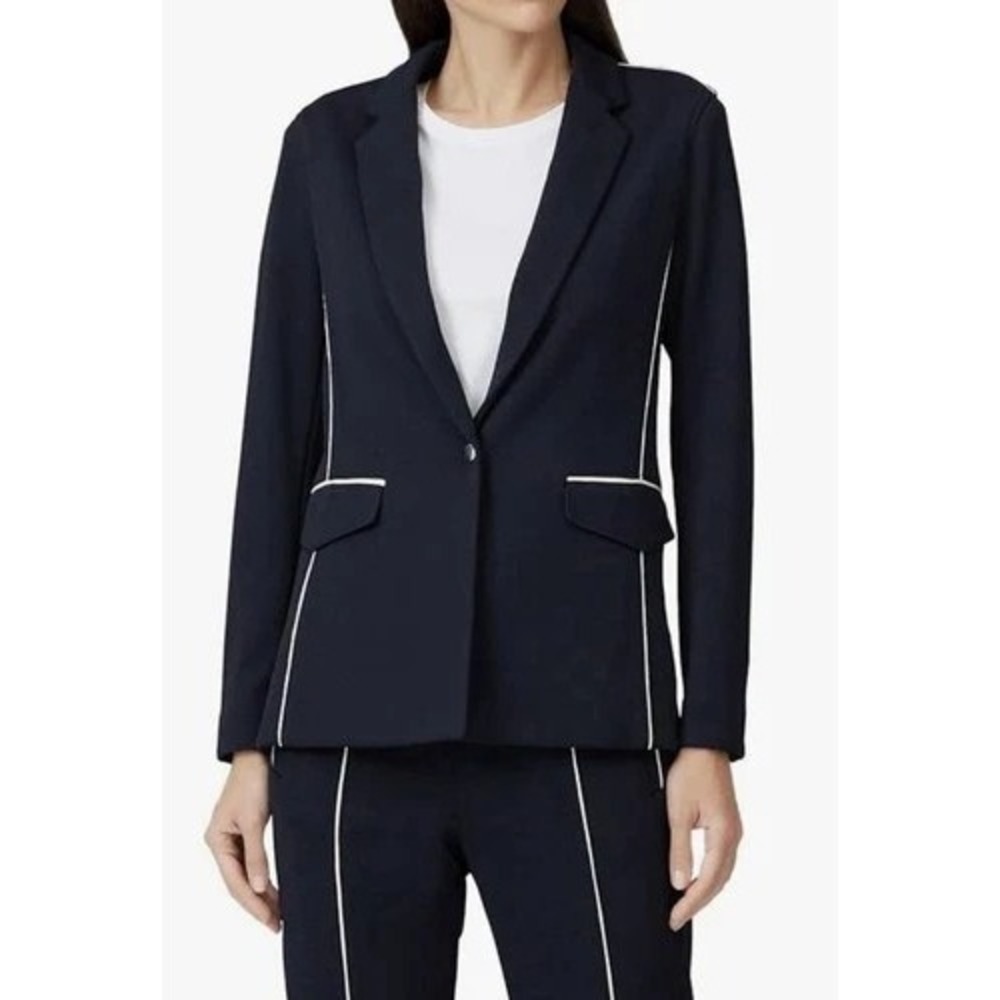 Rag & Bone Navy Sandrine One-Button Blazer With Contrast Piping Size 2 NWT